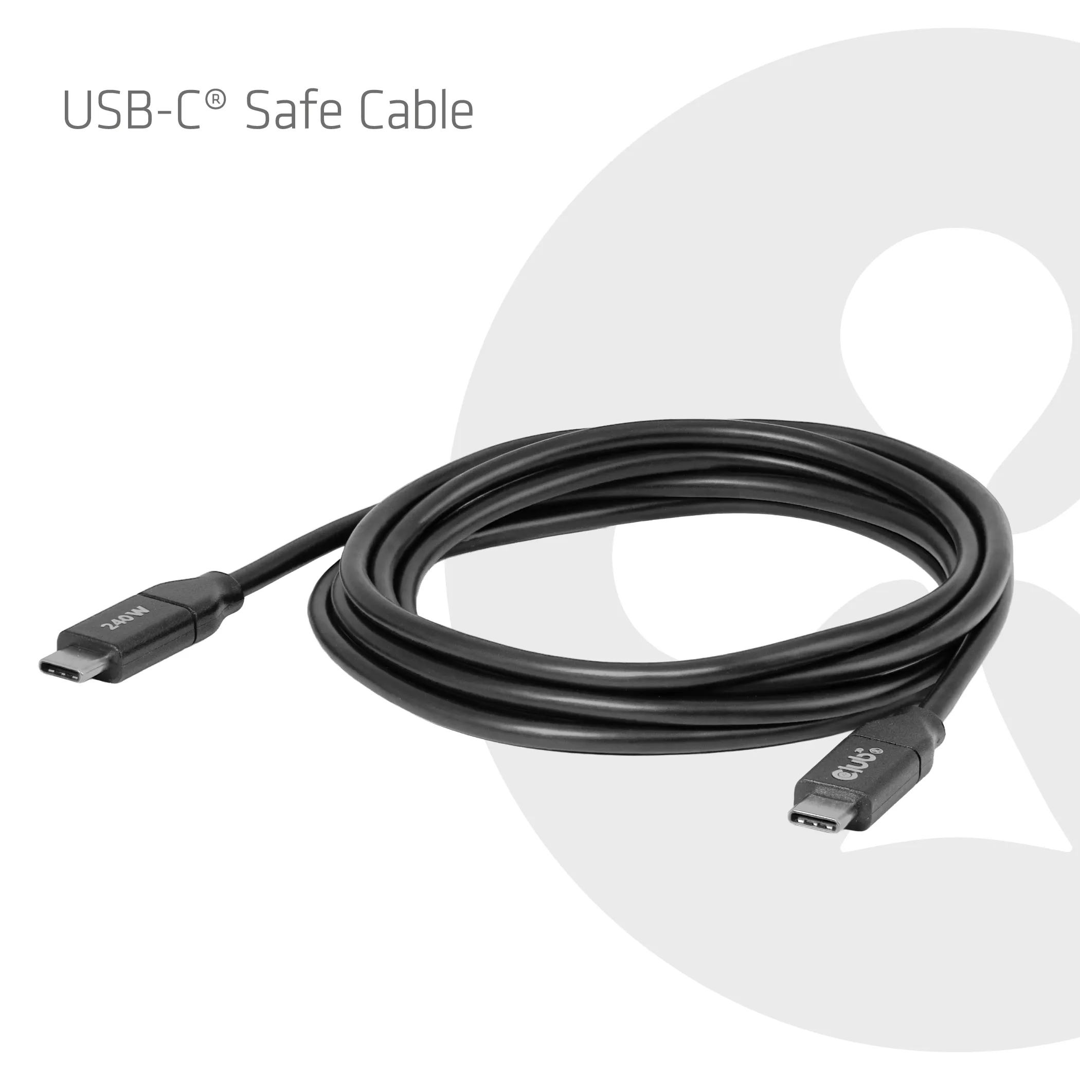 Club 3D CAC-2506 USB-C cable, 240W, 2 m, Black