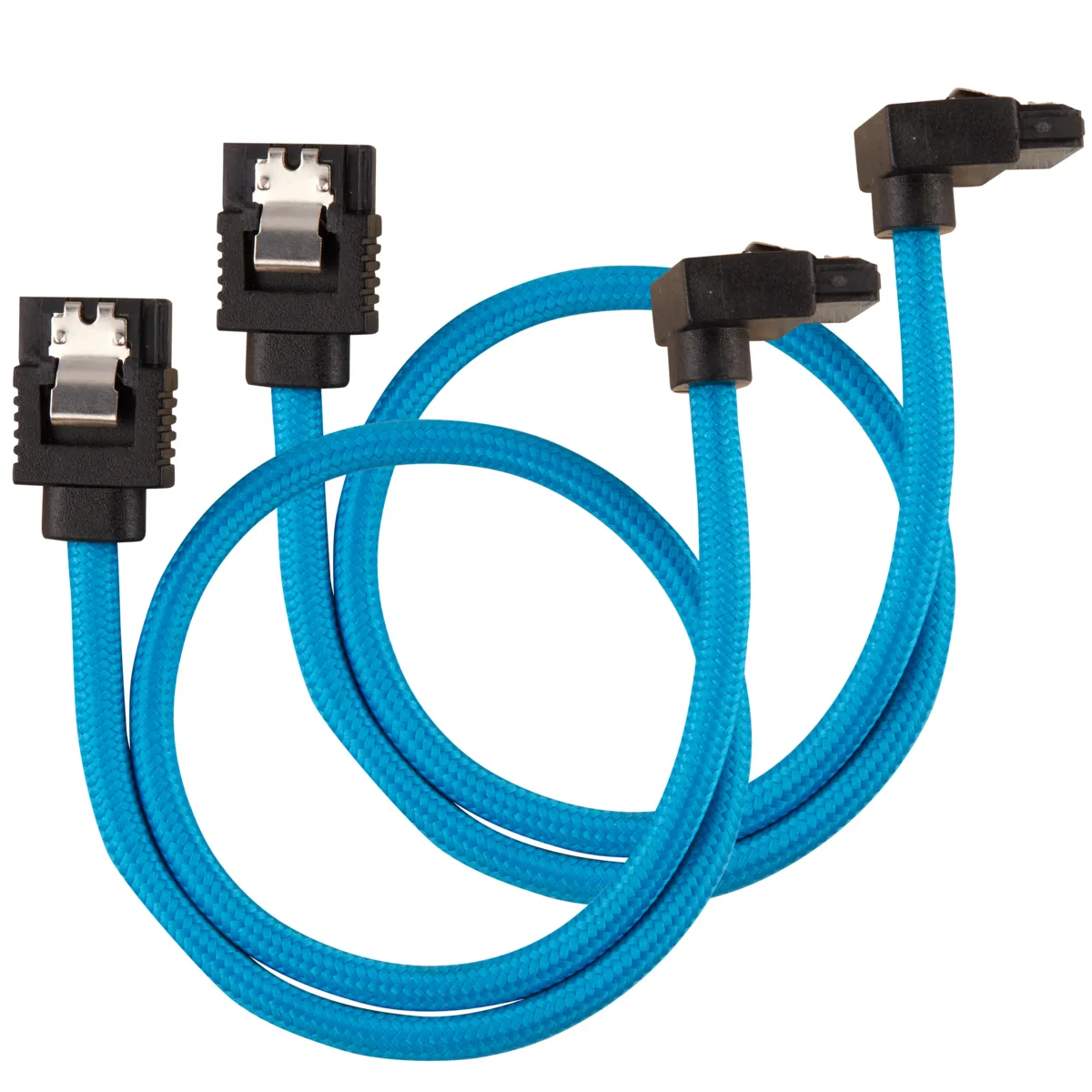 CORSAIR Premium Sleeved SATA Data Cable Set with 90degree Connectors Blue 30cm