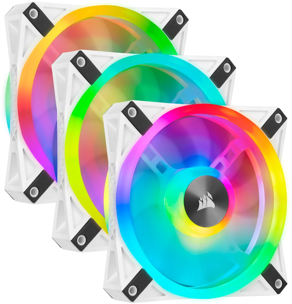 Corsair QL120 RGB, 120mm - chassi fläkt, vit, 3st