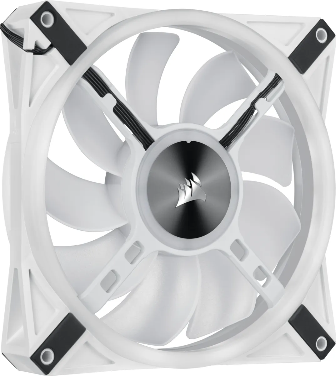 CORSAIR iCUE QL140 PWM RGB Fan Kit, Hydraulic Bearing, 140mm, 2-pack, White