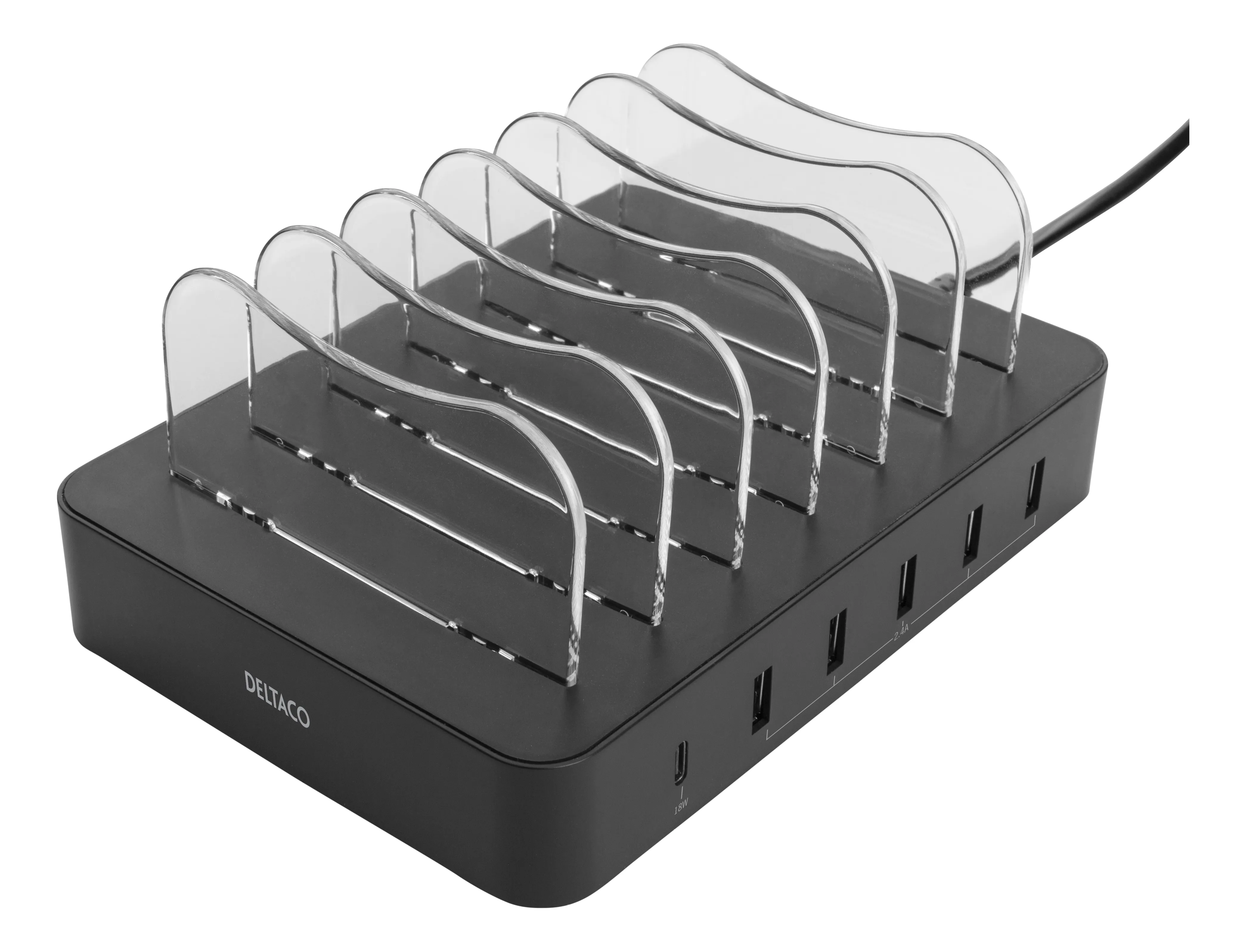 DELTACO USB Charging station 5 USB-A, 1 USB-C PD 50W