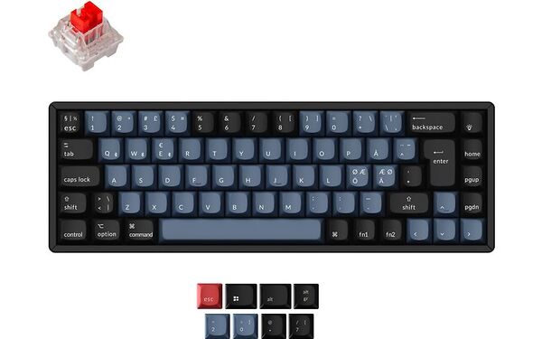 Keychron K6 Pro QMK/VIA tr&aring;dl&ouml;st mekaniskt speltangentbord, K Pro Red, svart/gr&aring;
