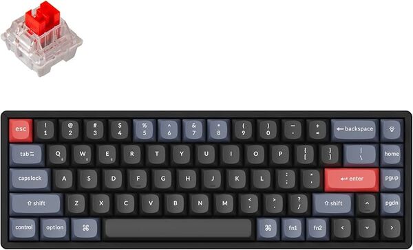 Keychron K6 Pro QMK/VIA tr&aring;dl&ouml;st mekaniskt speltangentbord, K Pro Red, svart/gr&aring;