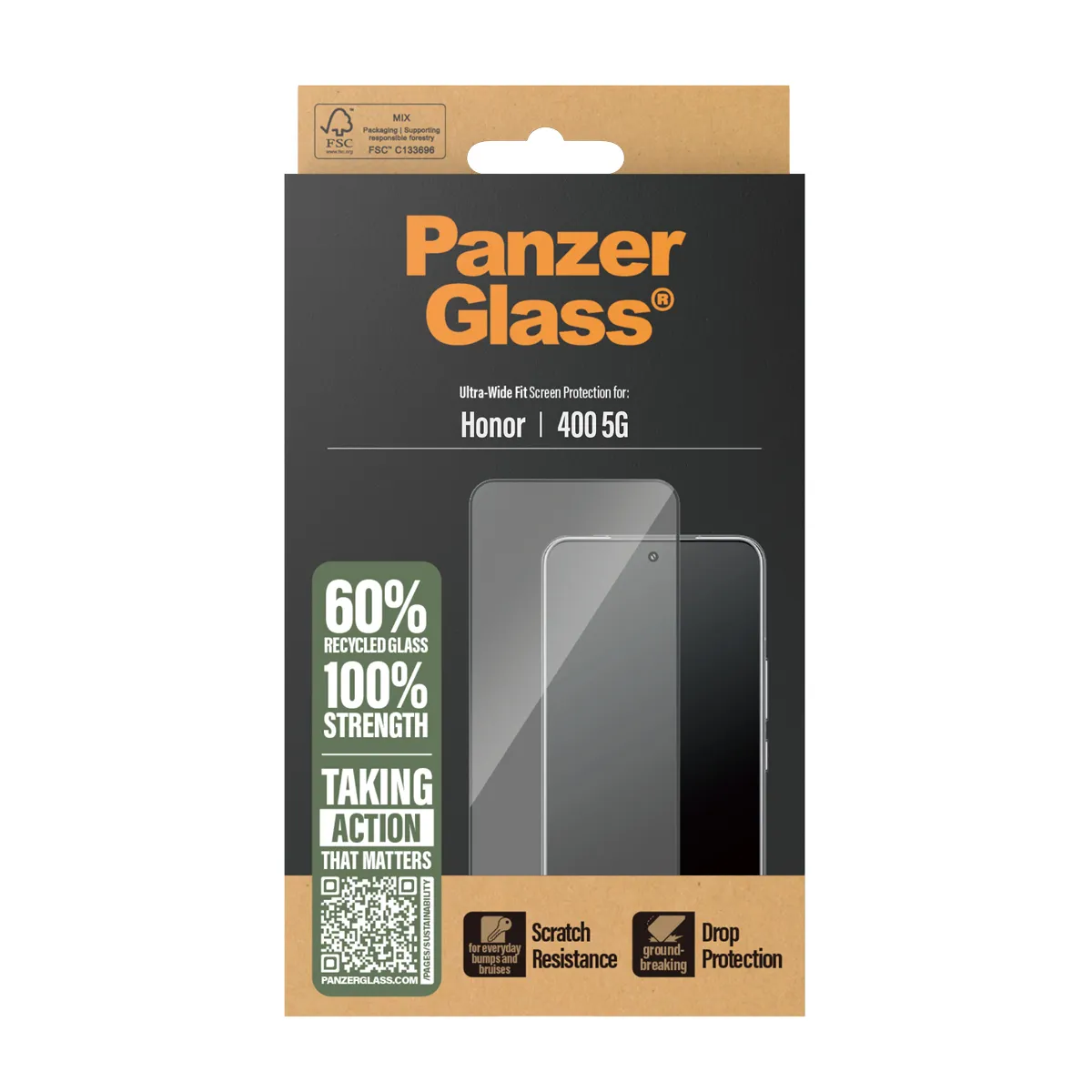 PANZERGLASS HONOR 400 5G BLACK - FRAME UWF
