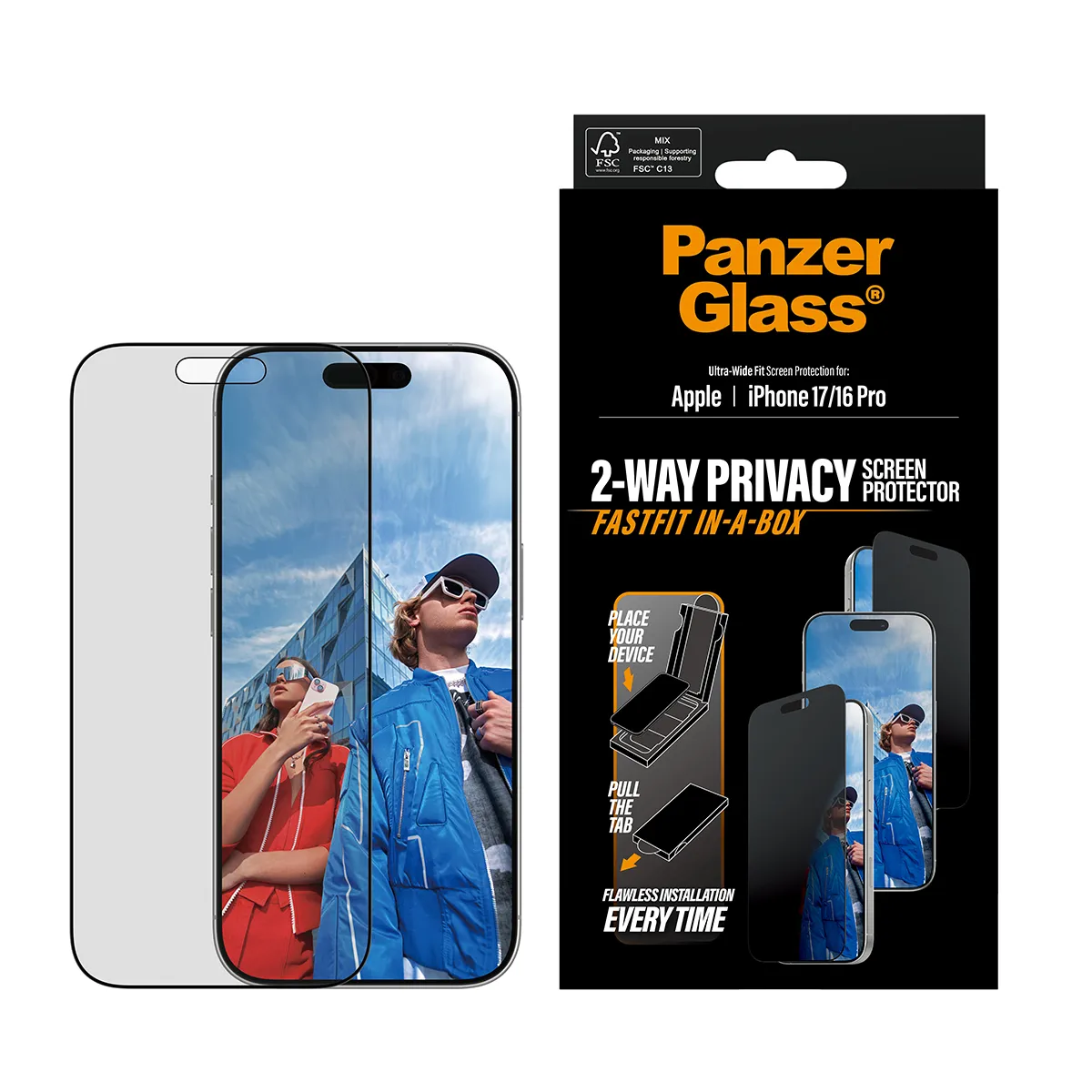 PanzerGlass Screen Protector - Privacy iPhone 16 PRO/17 UWF