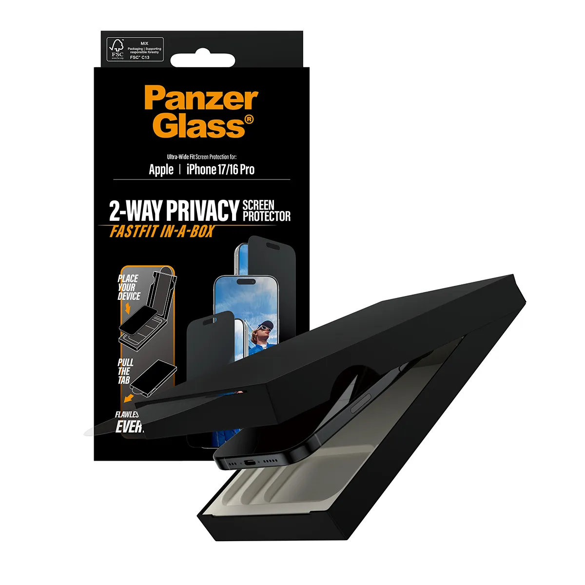 PanzerGlass Screen Protector - Privacy iPhone 16 PRO/17 UWF