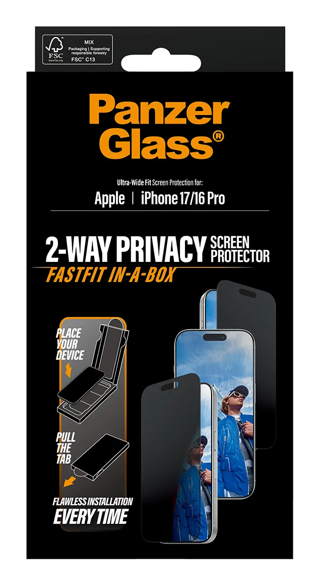 PanzerGlass Screen Protector - Privacy iPhone 16 PRO/17 UWF