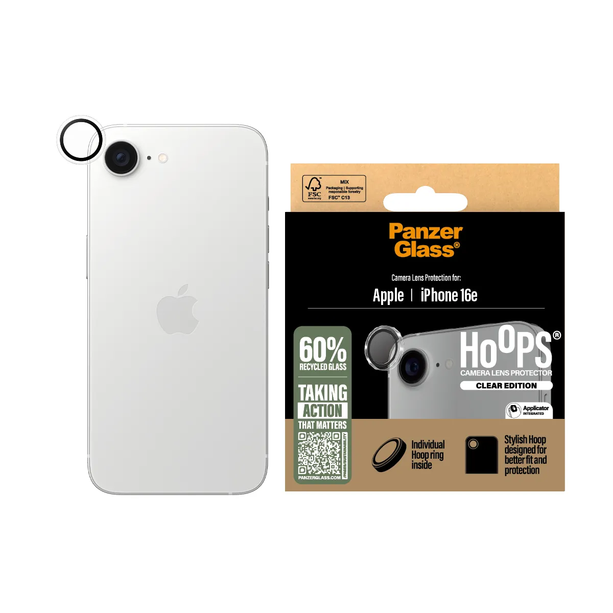 Panzerglass iPhone 16e Hoops Transparent Lens Protector Panzerglass iPhone 16e Hoops Transparent Lens Protector