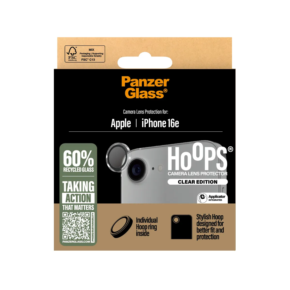 Panzerglass iPhone 16e Hoops Transparent Lens Protector Panzerglass iPhone 16e Hoops Transparent Lens Protector