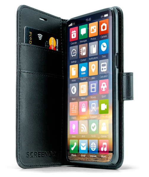 Screenor Smart, OnePlus 7T - Wallet Case, Black