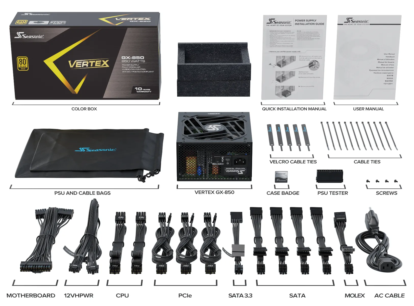 Seasonic VERTEX GX 850W - Power supply, 80 Plus Gold