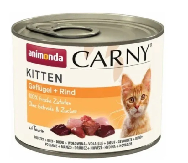 Animonda Carny Kitten Poultry + Beef, Wet food for cats, 200g