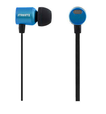 STREETZ stereo headset, in-ear, mick med volym, bl&aring;