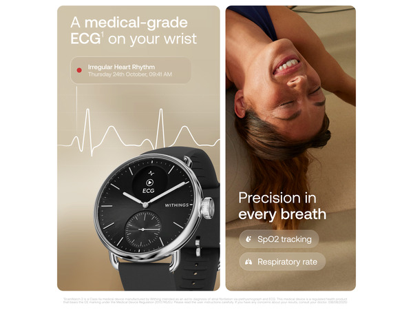 Withings ScanWatch 2 38mm -&auml;lykello, musta