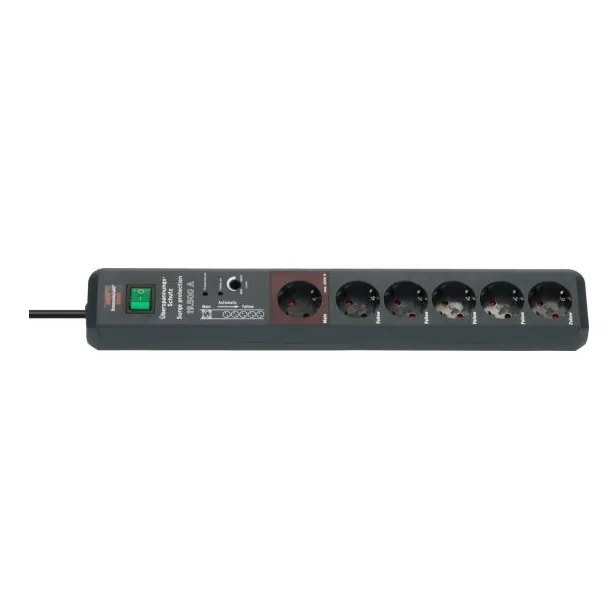 Brennenstuhl grenuttag med 6xCEE 7/4 uttag, 1xCEE 7/4, 3m kabel, svart