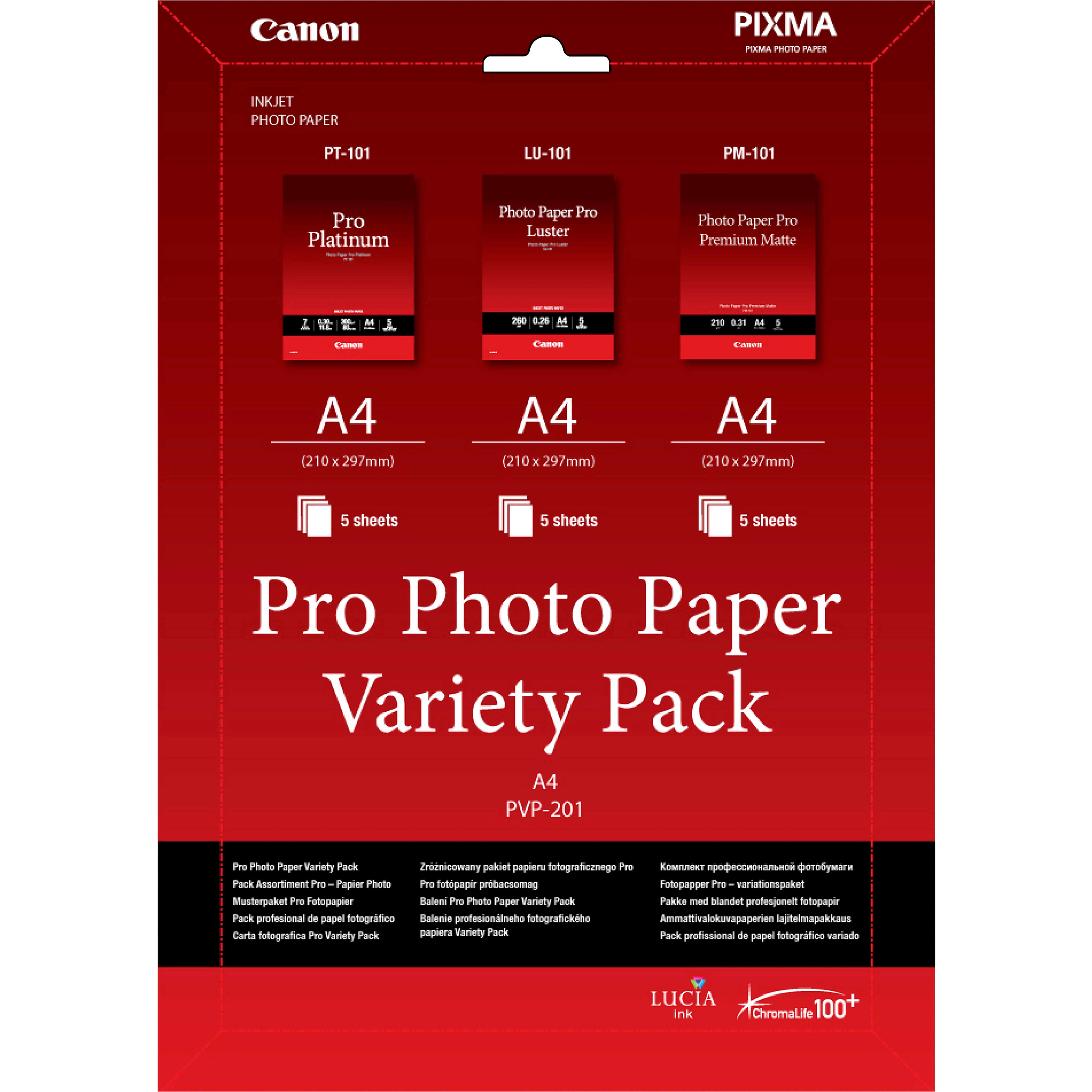 Canon Pro Variety Pack PVP-201 - A4 (210 x 297 mm) 15 arkki (arkit) valokuvapaperisarja