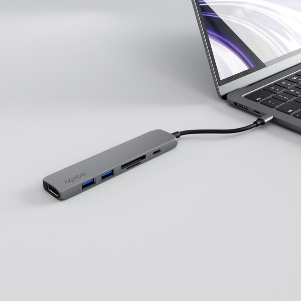 Epico 6in1 Aluminium Hub  8K with USB-C connector - space gray