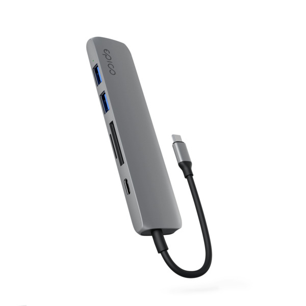 Epico 6in1 Aluminium Hub  8K USB-C -liittimell&auml; - space gray