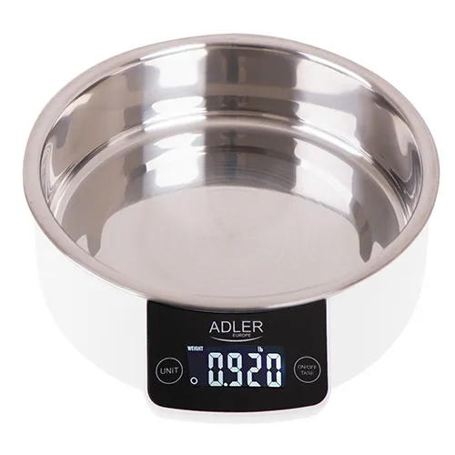 Adler AD 3166 Electronic Kitchen Scale with Bowl, 5 kg, 1 g, White