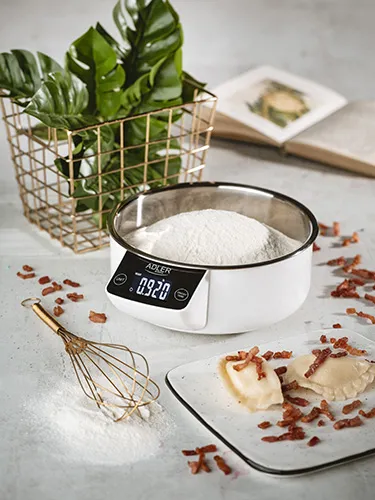 Adler AD 3166 Electronic Kitchen Scale with Bowl, 5 kg, 1 g, White