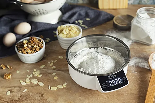 Adler AD 3166 Electronic Kitchen Scale with Bowl, 5 kg, 1 g, White