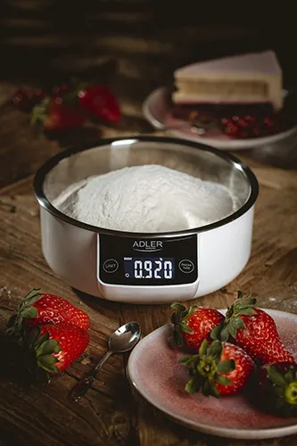 Adler AD 3166 Electronic Kitchen Scale with Bowl, 5 kg, 1 g, White