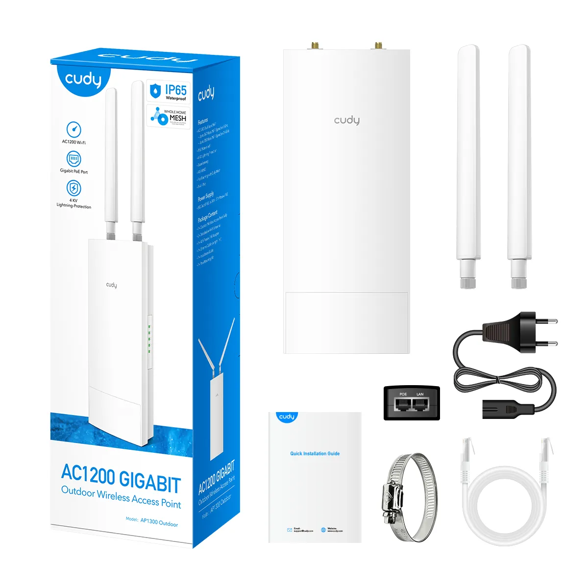CUDY Acces Point AP1300 Outdoor AC1200 Gigabit PoE Mesh
