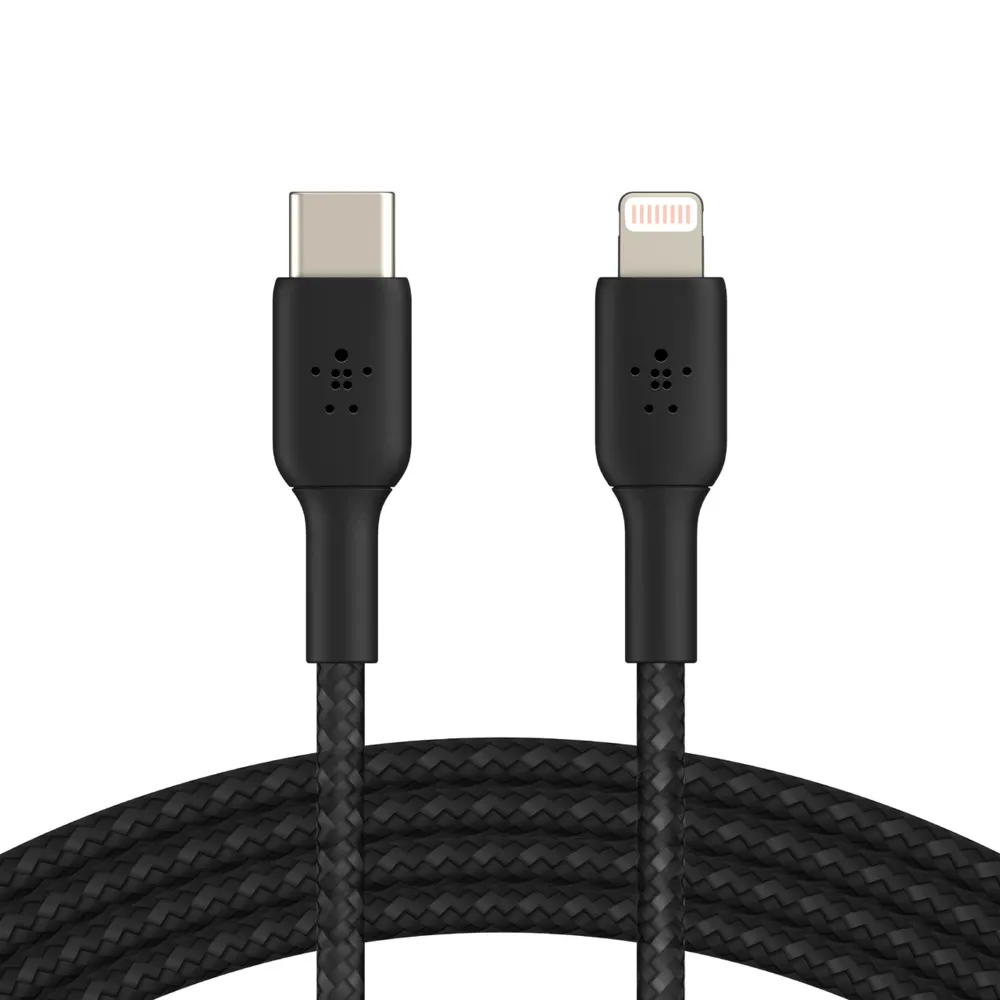 Belkin Braided USB-C - Lightning - kabel, 2 m, Svart