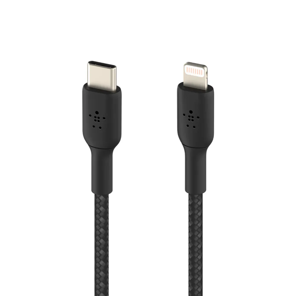 Belkin Braided USB-C - Lightning - kabel, 2 m, Svart