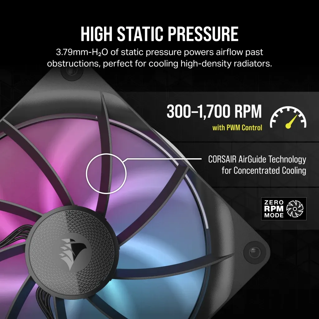 CORSAIR RX RGB Series iCUE LINK RX140 -case fan, 140mm, black