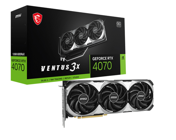 MSI GeForce RTX 4070 Ventus 3X E OC 12Gt -n&auml;yt&ouml;nohjain