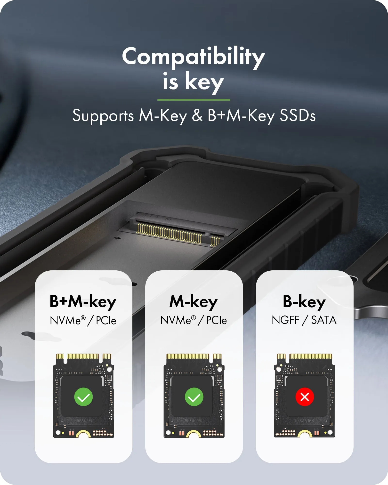 ICY BOX IB-1827MCP-C31 M.2 NVMe/SATA SSD -kotelo, 1-paikkainen, USB 3.2 Gen 2, USB-C, UASP-tuki, musta