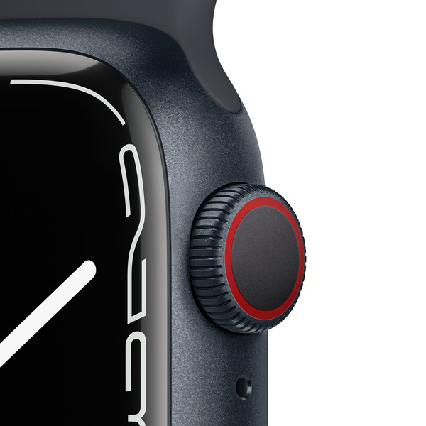 Apple Watch Series 7 GPS + Cellular, 41mm Midnight Aluminium Case with Midnight Sport Band - Regular