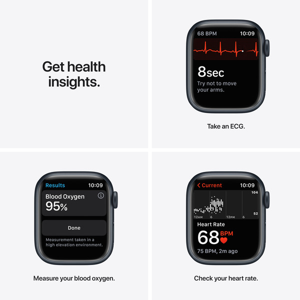 Apple Watch Series 7 GPS + Cellular, 41mm Midnight Aluminium Case with Midnight Sport Band - Regular