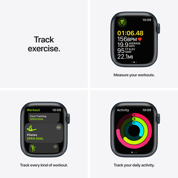 Apple Watch Series 7 GPS + Cellular, 41mm Midnight Aluminium Case with Midnight Sport Band - Regular