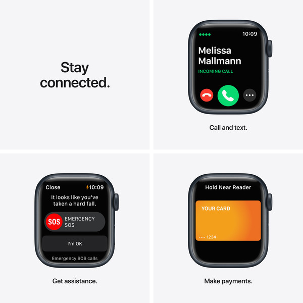 Apple Watch Series 7 GPS + Cellular, 41mm Midnight Aluminium Case with Midnight Sport Band - Regular