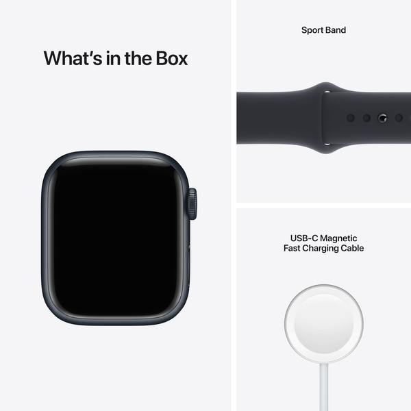 Apple Watch Series 7 GPS + Cellular, 41mm Midnight Aluminium Case with Midnight Sport Band - Regular