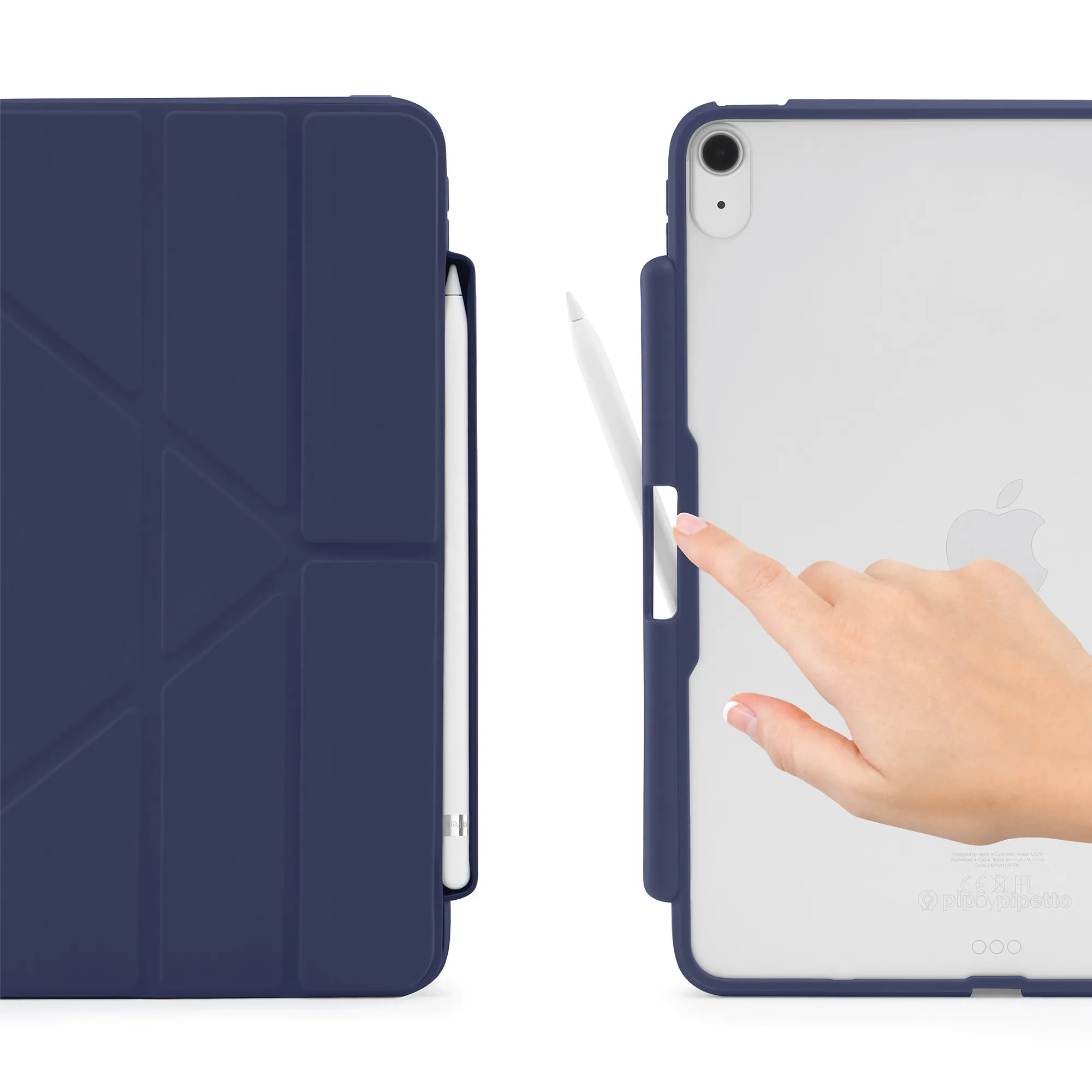 Pipetto iPad 10.9" (10:th gen) Origami No3 - pencil case, dark blue