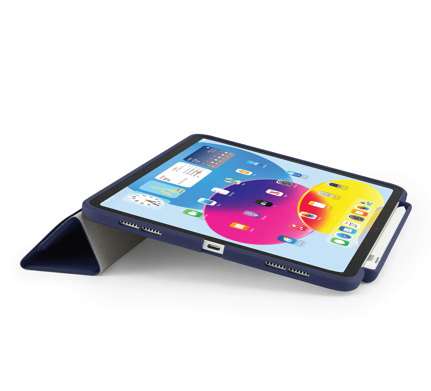 Pipetto iPad 10.9" (10:th gen) Origami No3 - pencil case, dark blue