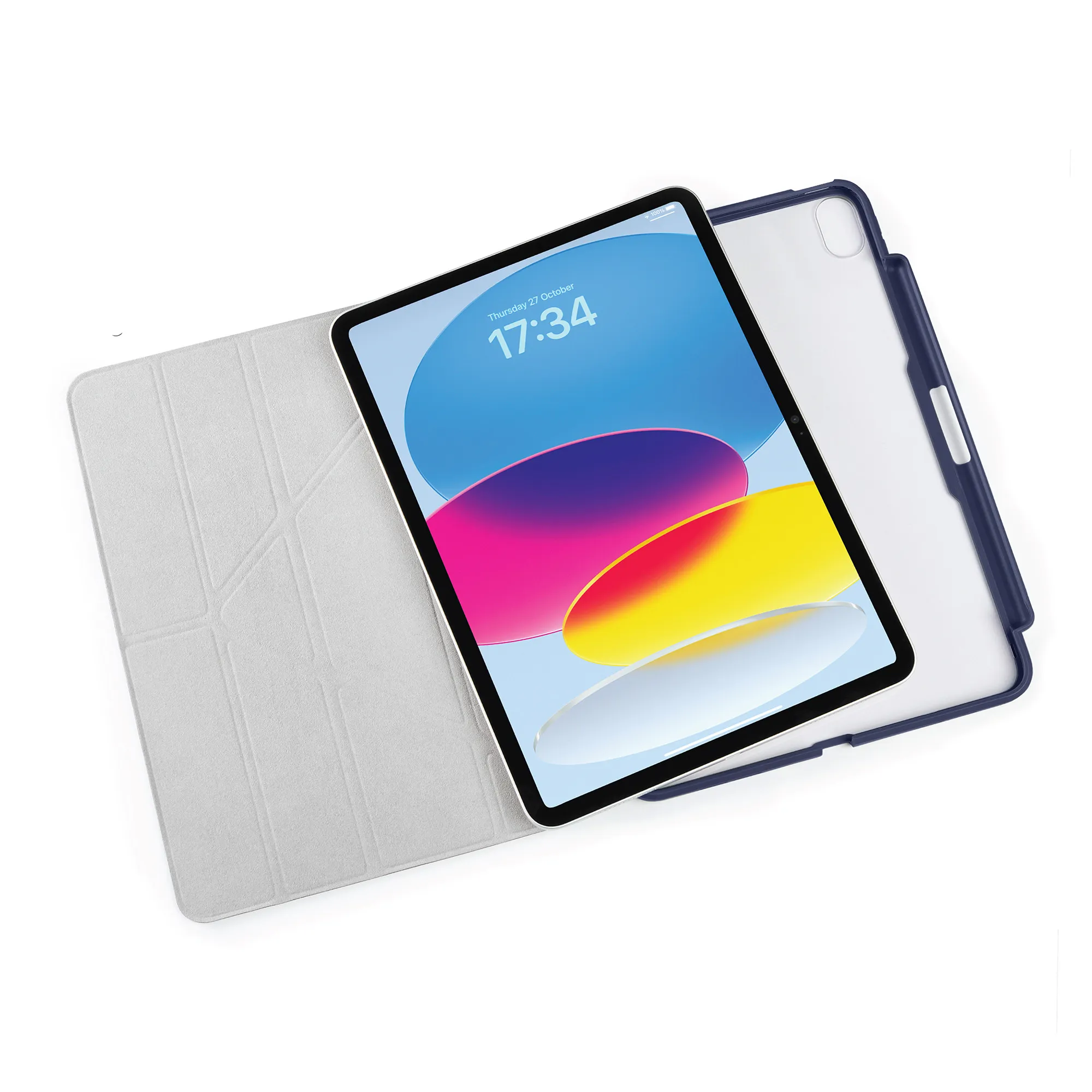 Pipetto iPad 10.9" (10:th gen) Origami No3 - pencil case, dark blue