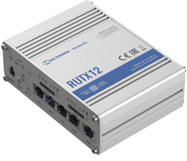 Teltonika RUTX12 Router, Wi-Fi 5, Dual-band, 4G, Silver