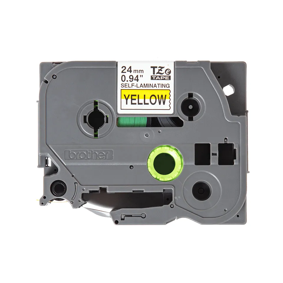 TZe-SL self laminated tape black on yellow 24 mm