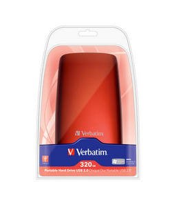 Verbatim ulkoinen kovalevy, 320GB, 2,5&quot;, USB 2.0, punainen