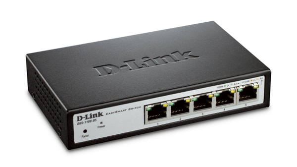 D-Link EasySmart n&auml;tverksswitch, 5xRJ45, Gigabit, metall, svart/silver
