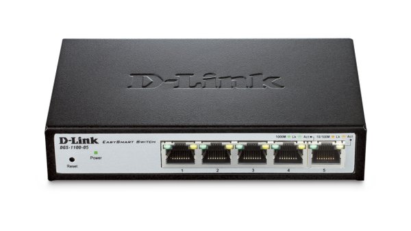 D-Link EasySmart n&auml;tverksswitch, 5xRJ45, Gigabit, metall, svart/silver
