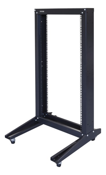 TOTEN, 19" &ouml;ppet golvtstativ med hjul, 22U, 600x600, max 150kg, svart