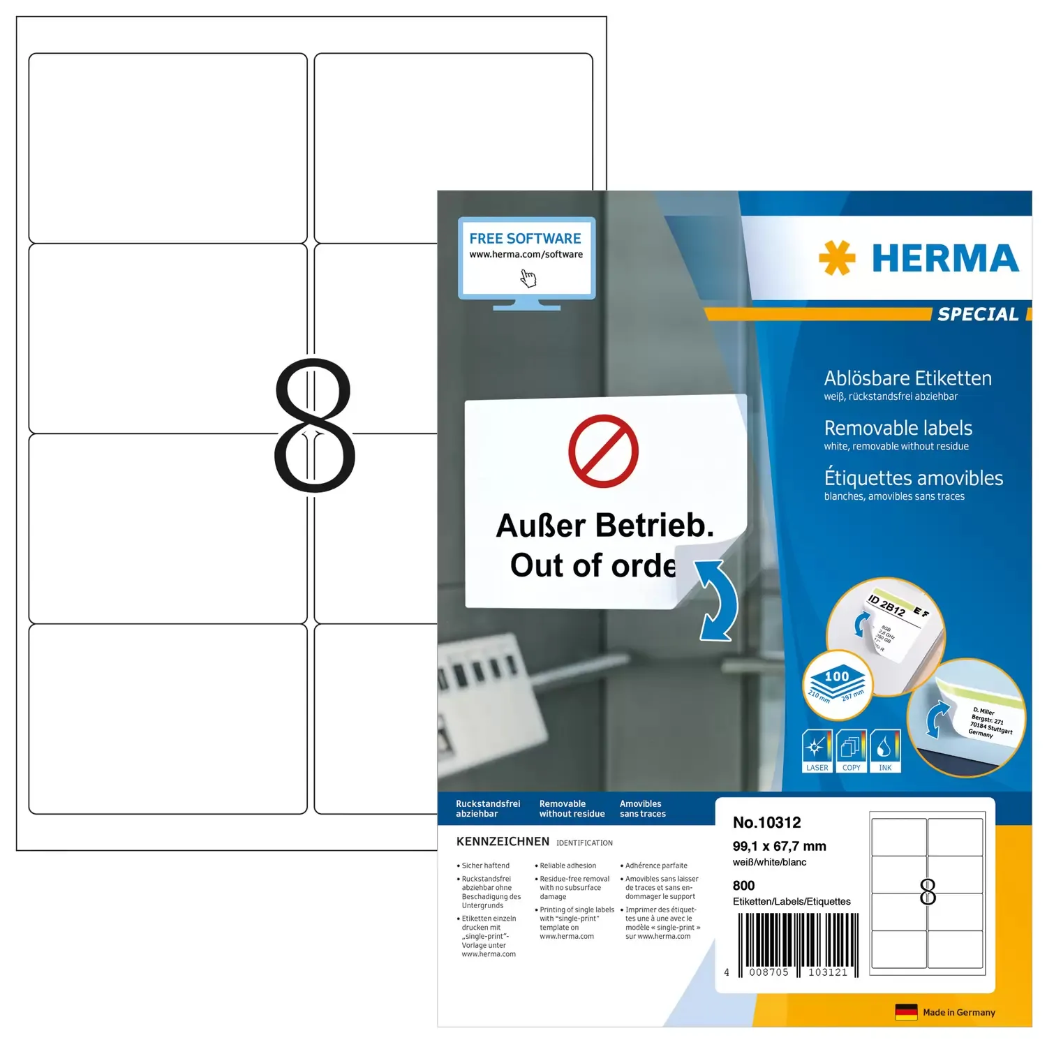 Herma label removable 99,1x67,7 (800)
