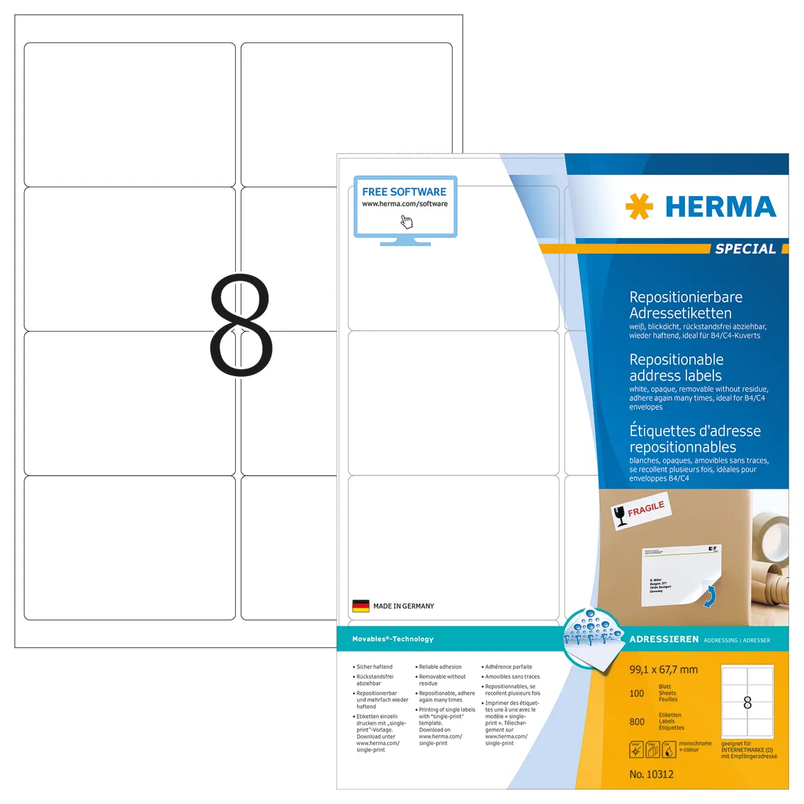 Herma label removable 99,1x67,7 (800)