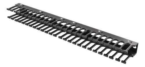19 kabelhanterare, metall/plast, fingerkanal och genomföring, 1U, sva