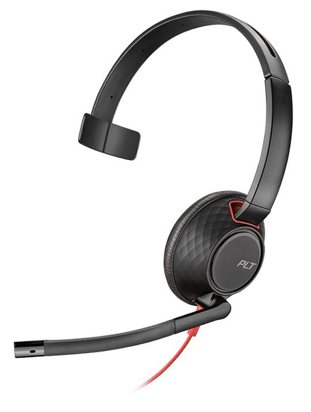 Poly Blackwire 5210 - headphones, Black, Red